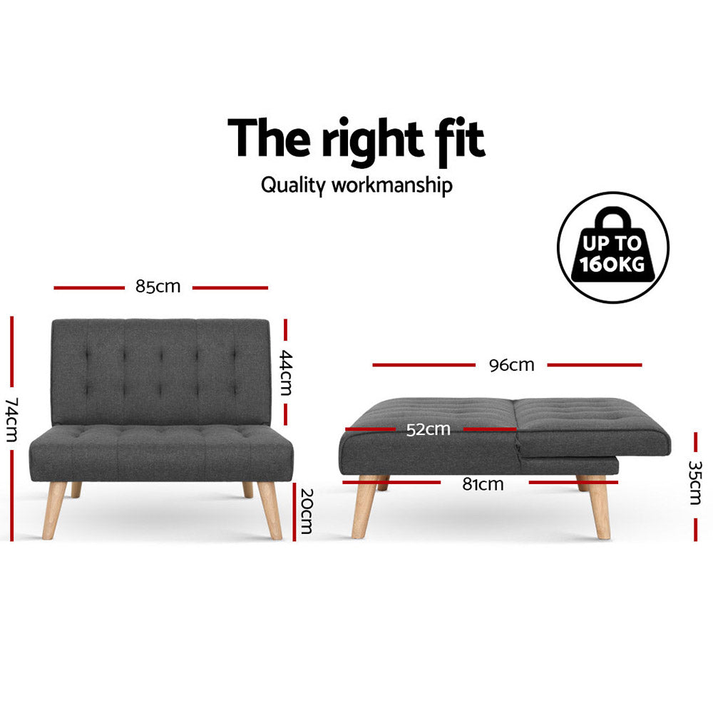 Artiss Sofa Lounge Single 1 Seater Modular Bed Set freeshipping - Awezingly