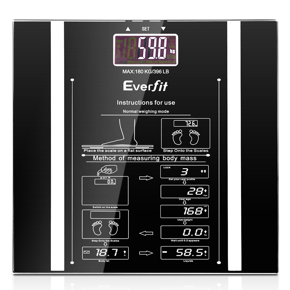 Everfit Electronic Digital Body Fat Scale - Black freeshipping - Awezingly