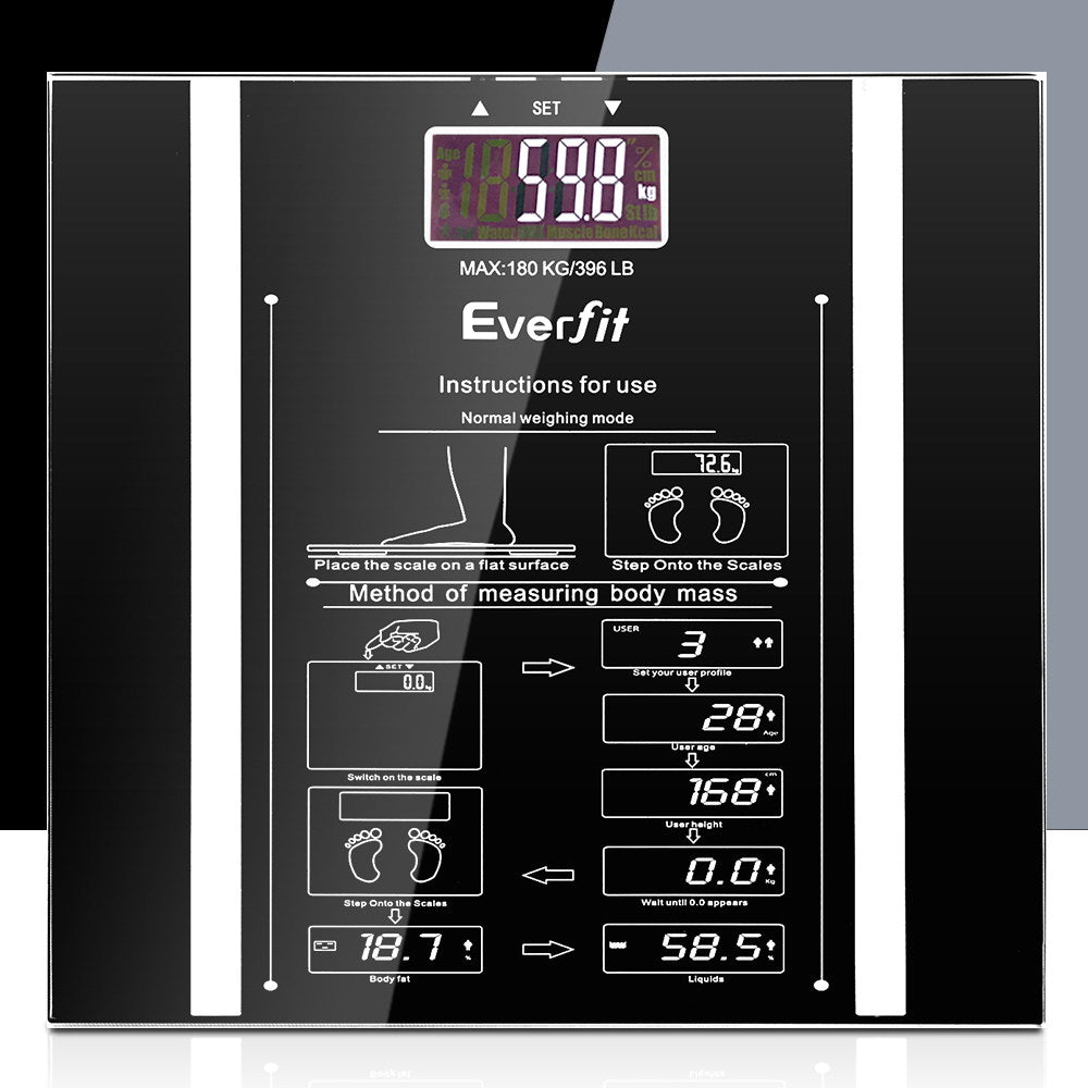 Everfit Electronic Digital Body Fat Scale - Black freeshipping - Awezingly