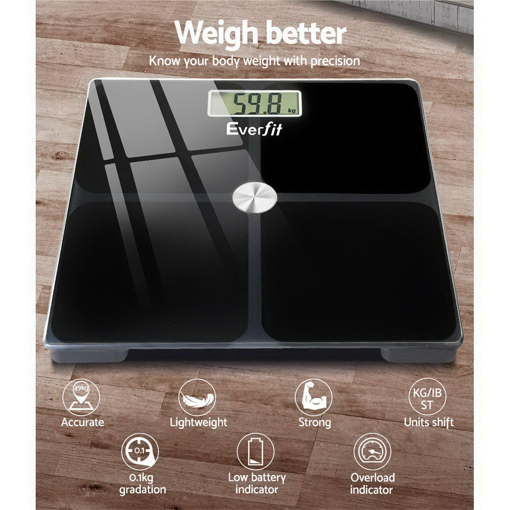 Everfit Electronic Digital Body Weight Scale Bathroom Scale-Black freeshipping - Awezingly