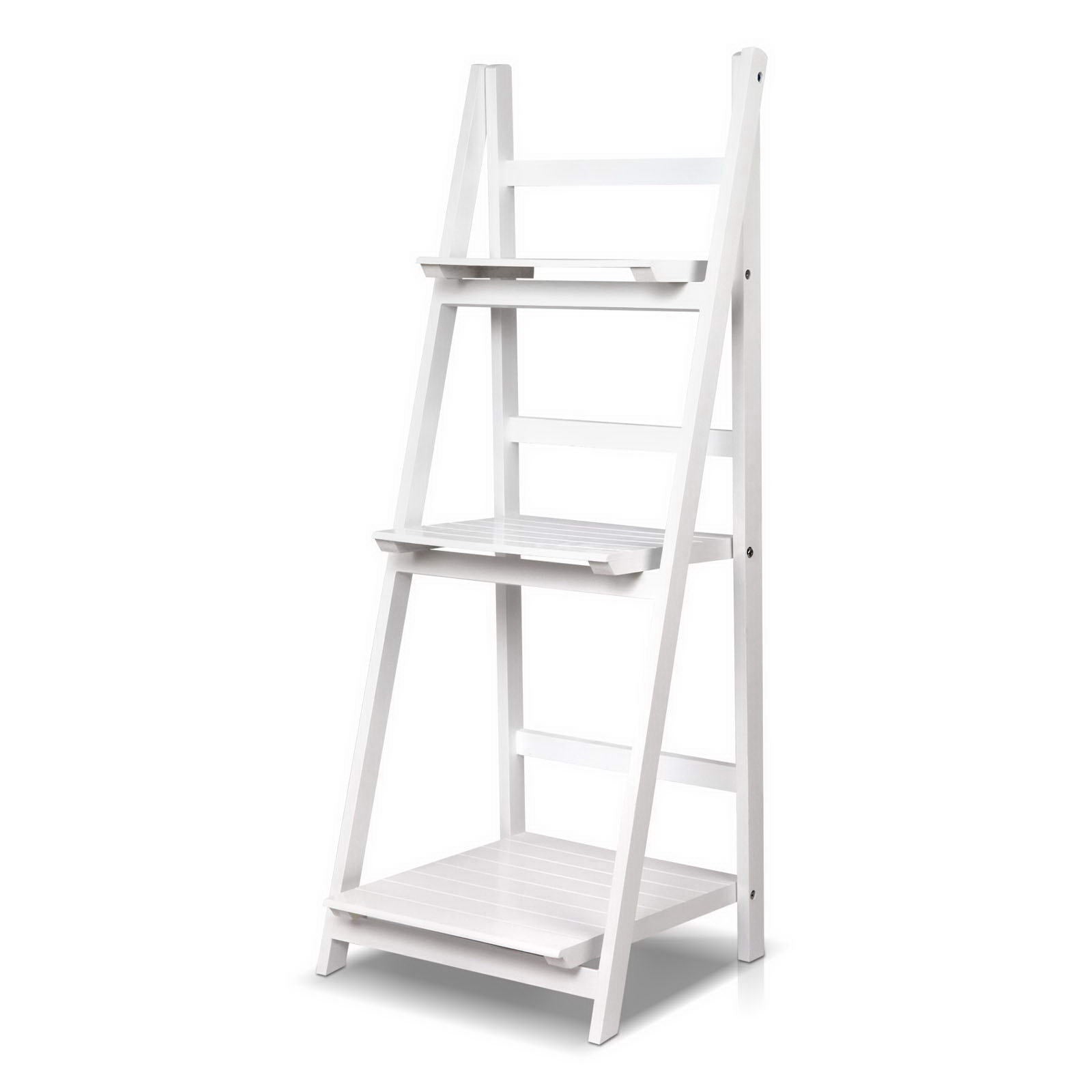 Artiss Display Shelf 3 Tier Wooden Ladder Stand Rack White freeshipping - Awezingly