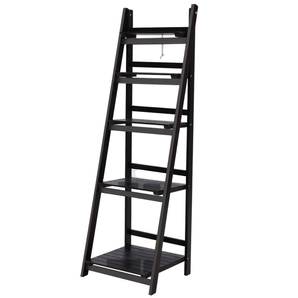 Artiss Display Shelf 5 Tier Wooden Ladder Stand Storage Book Shelves Rack Coffee freeshipping - Awezingly