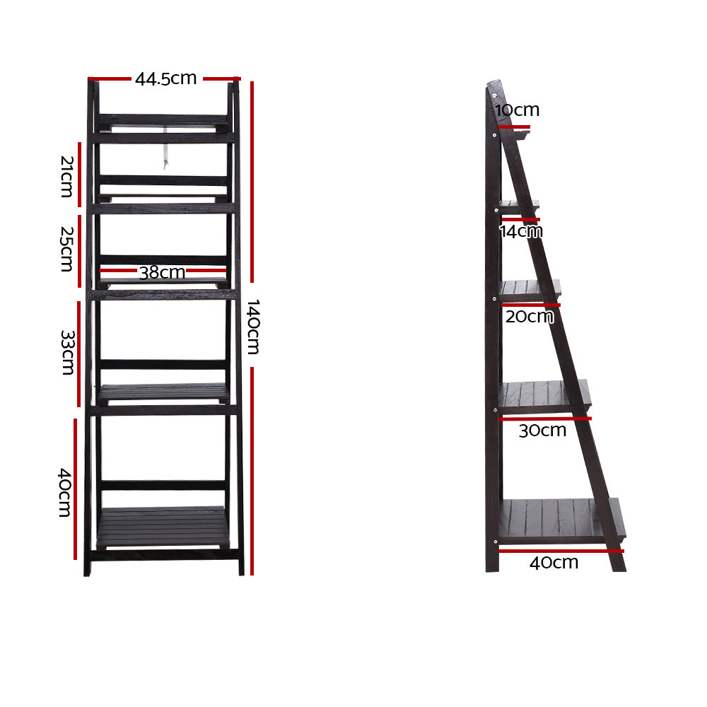 Artiss Display Shelf 5 Tier Wooden Ladder Stand Storage Book Shelves Rack Coffee freeshipping - Awezingly