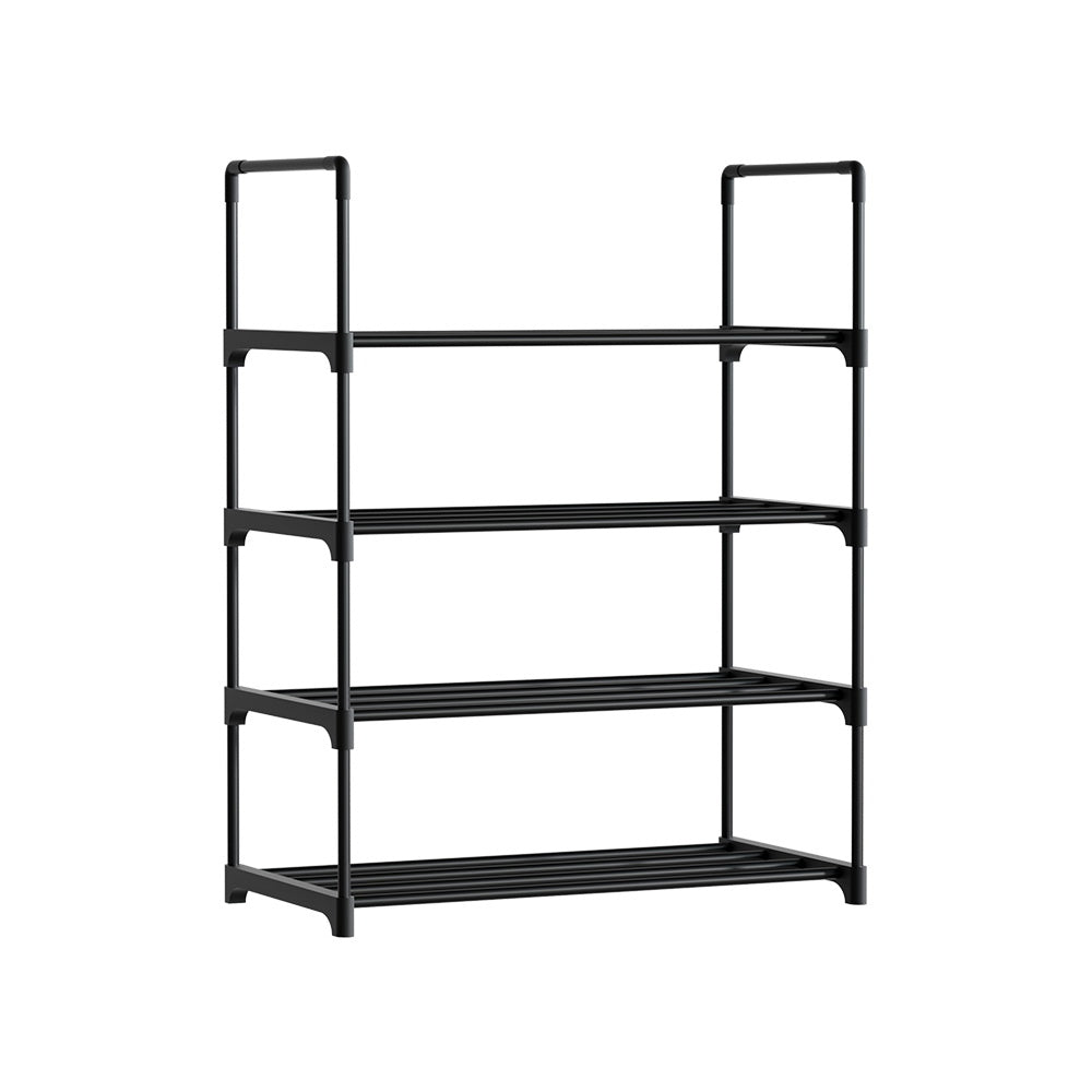 Artiss Shoe Rack Stackable Shelves 4 Tiers 55cm Shoes Storage Stand Black