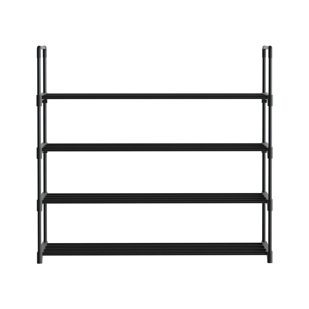 Artiss Shoe Rack Stackable 4 Tiers 80cm Shoes Shelves Storage Stand Black