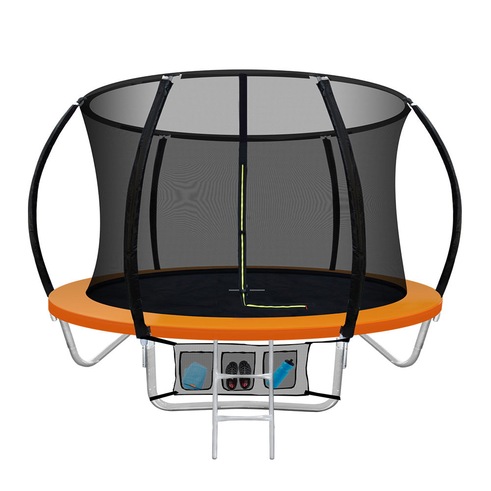 8FT Trampoline Round Trampolines Kids Present Gift Enclosure Safety Net Pad Outdoor Orange freeshipping - Awezingly