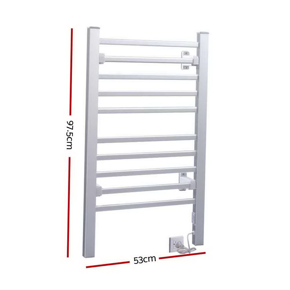 Devanti Heated Towel Rail Rack Bathroom Aluminum Electric Rails Warmer Clothes 10 Rungs freeshipping - Awezingly