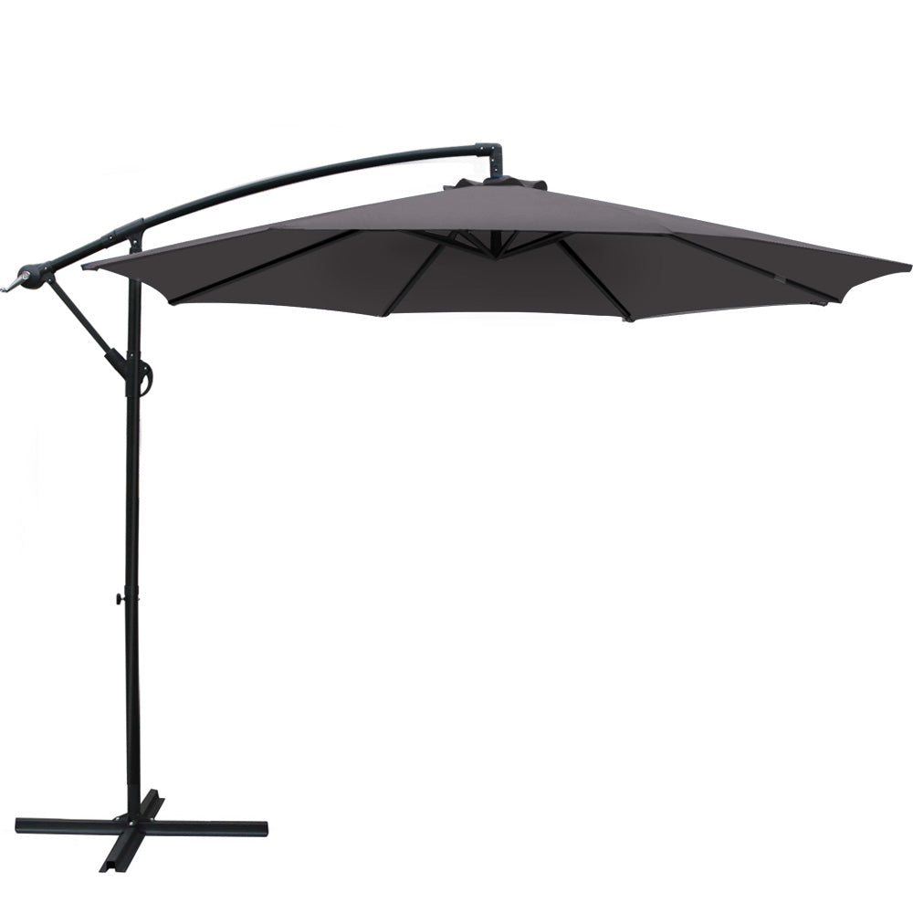 Instahut 3M Outdoor Furniture Garden Umbrella Charcoal freeshipping - Awezingly