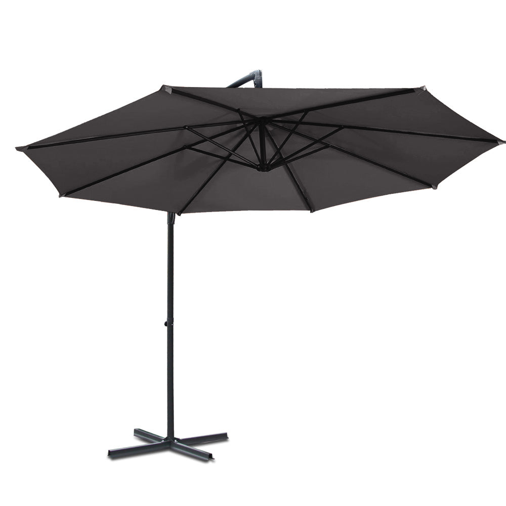 Instahut 3M Outdoor Furniture Garden Umbrella Charcoal freeshipping - Awezingly