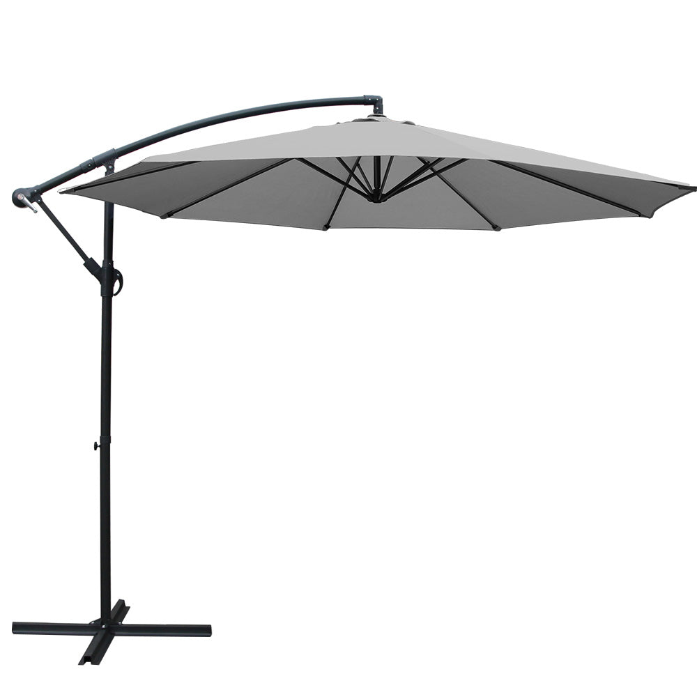 Instahut 3M Outdoor Furniture Garden Umbrella Grey freeshipping - Awezingly