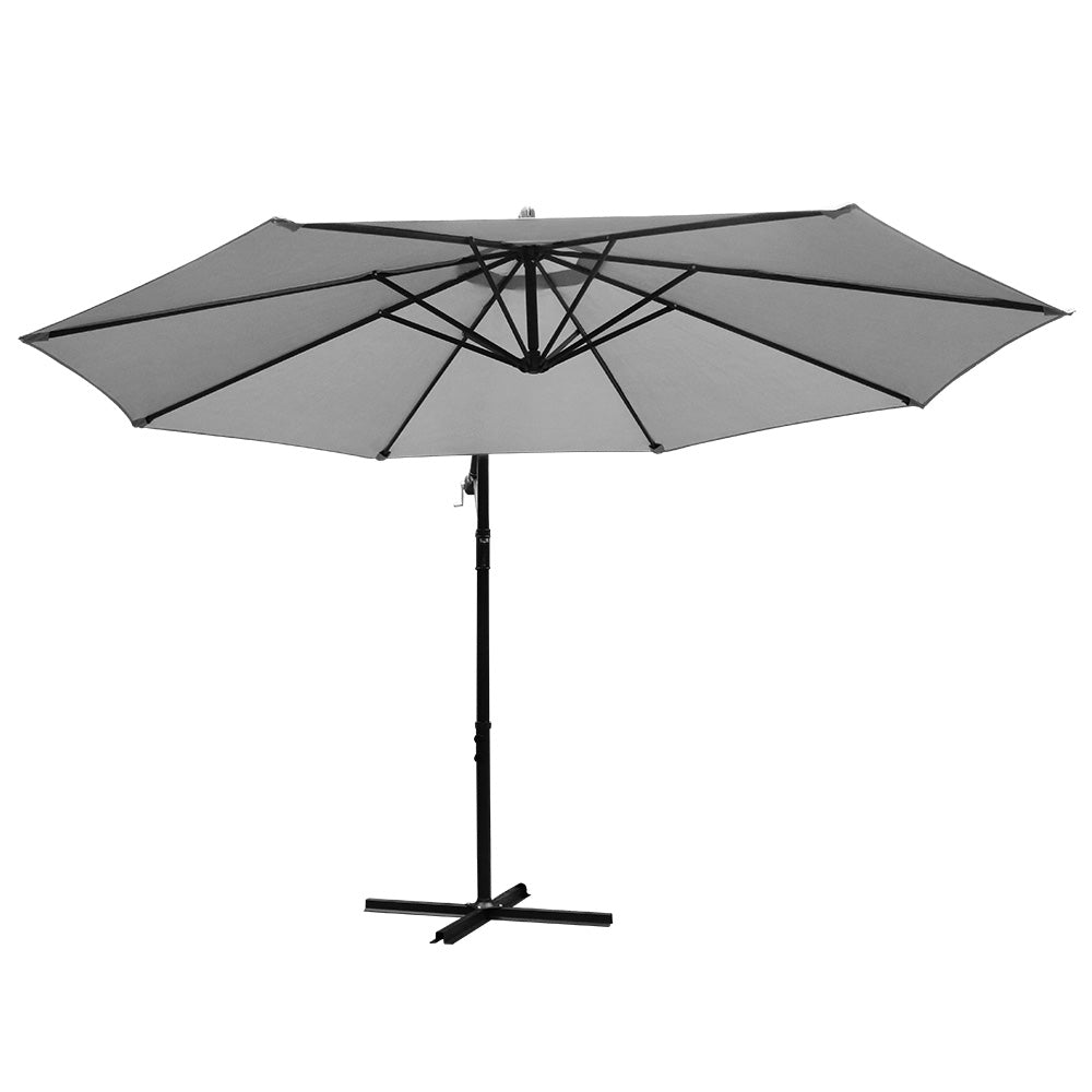 Instahut 3M Outdoor Furniture Garden Umbrella Grey freeshipping - Awezingly