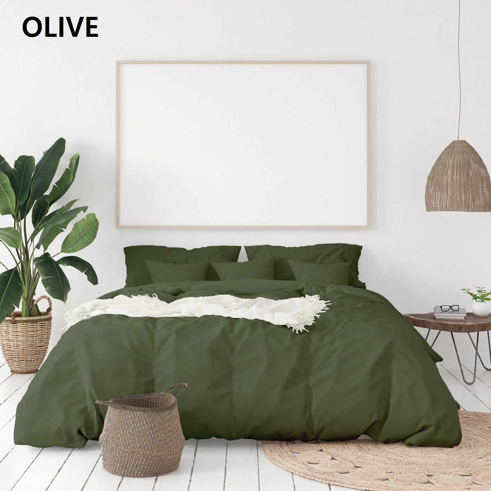 Balmain 1000 Thread Count Hotel Grade Bamboo Cotton Quilt Cover Pillowcases Set Queen Olive freeshipping - Awezingly