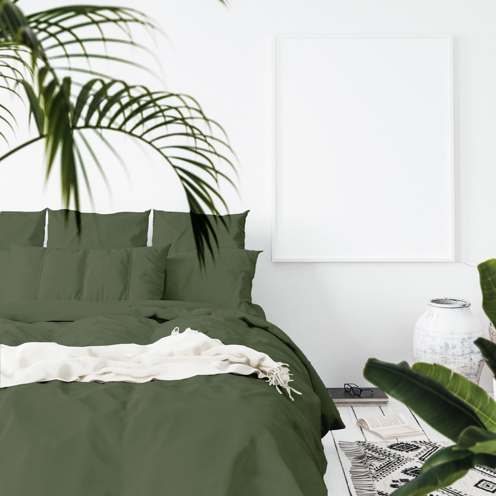 Balmain 1000 Thread Count Hotel Grade Bamboo Cotton Quilt Cover Pillowcases Set Queen Olive freeshipping - Awezingly