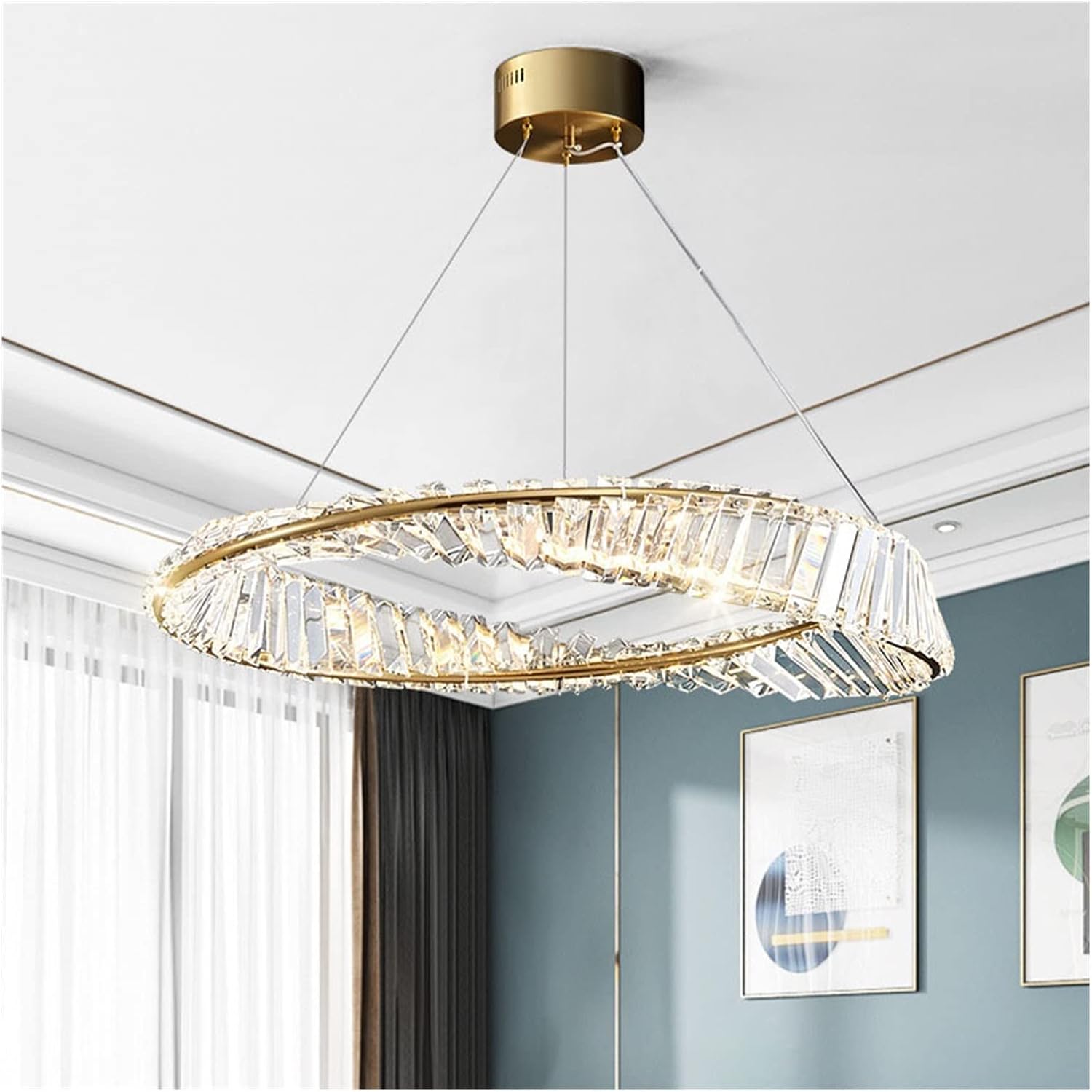 Modern Crystal Flushmount Chandeliers, Remote Control