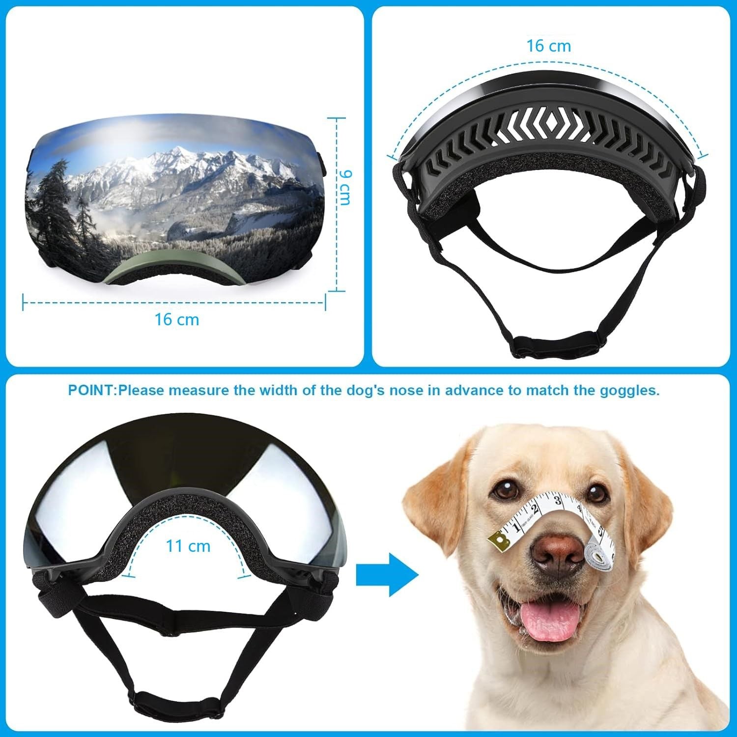 Dog Helmet Goggles, Large, Black