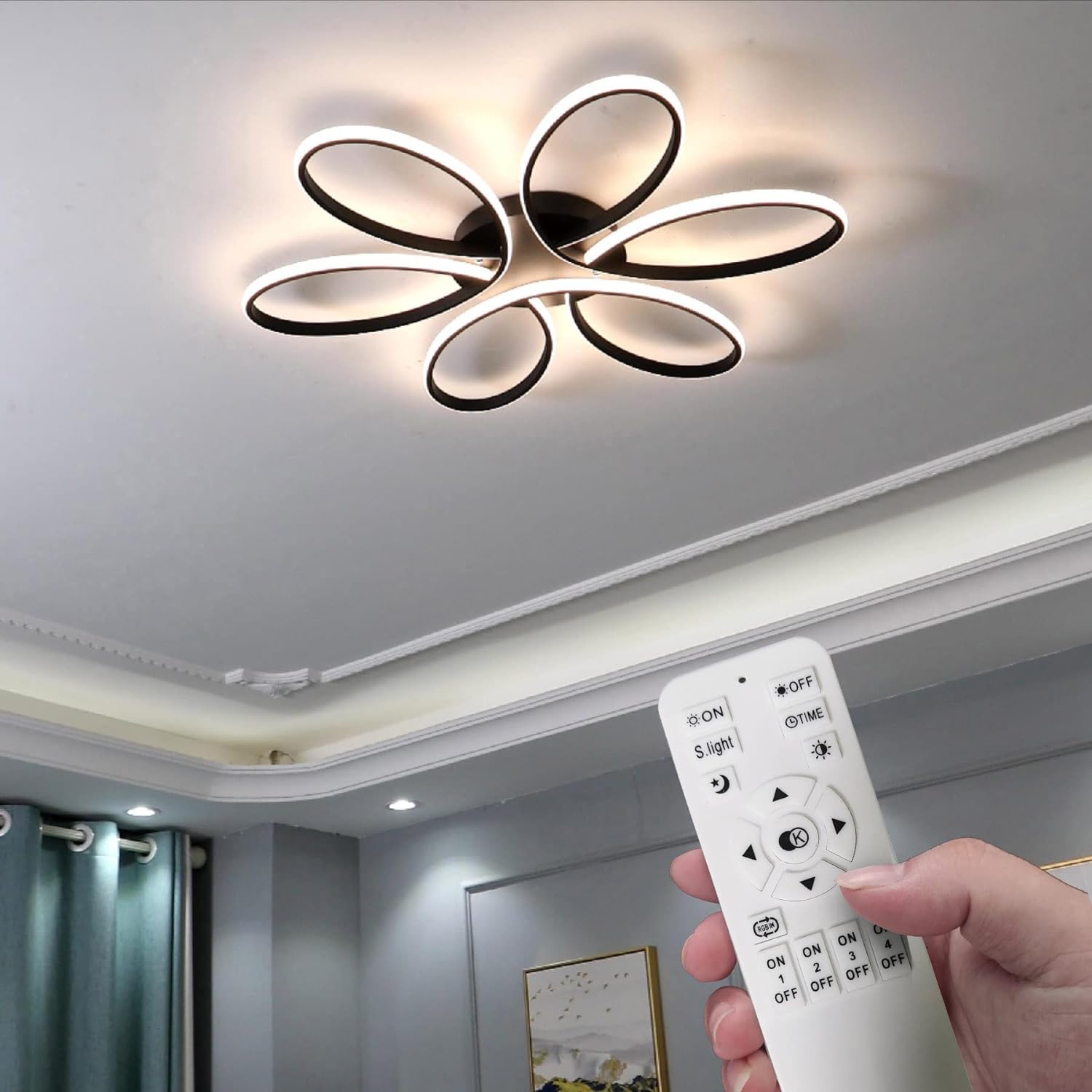 Modern LED Chandelier Flush Mount Lamp Remote Control (60cm)