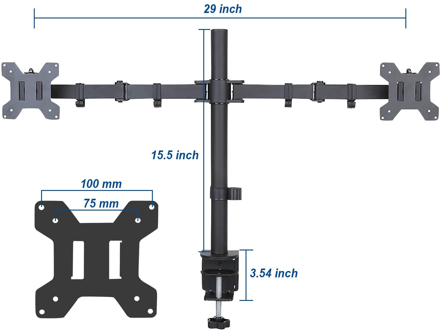 360 Degree Rotation Dual LCD LED Monitor Desk Mount Stand Fits 2 Screens Up to 27