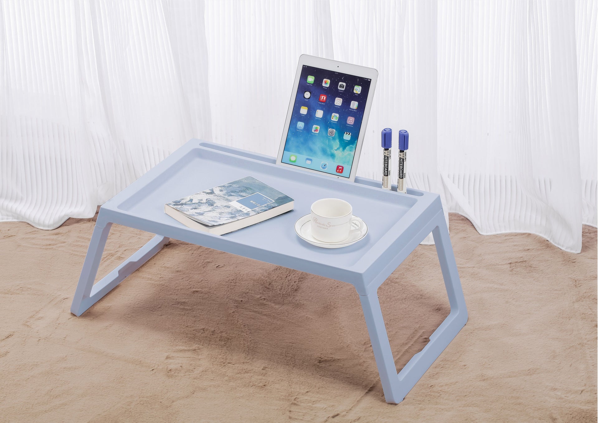 Multifunction Laptop Bed Desk with foldable legs for Home Office (Blue)