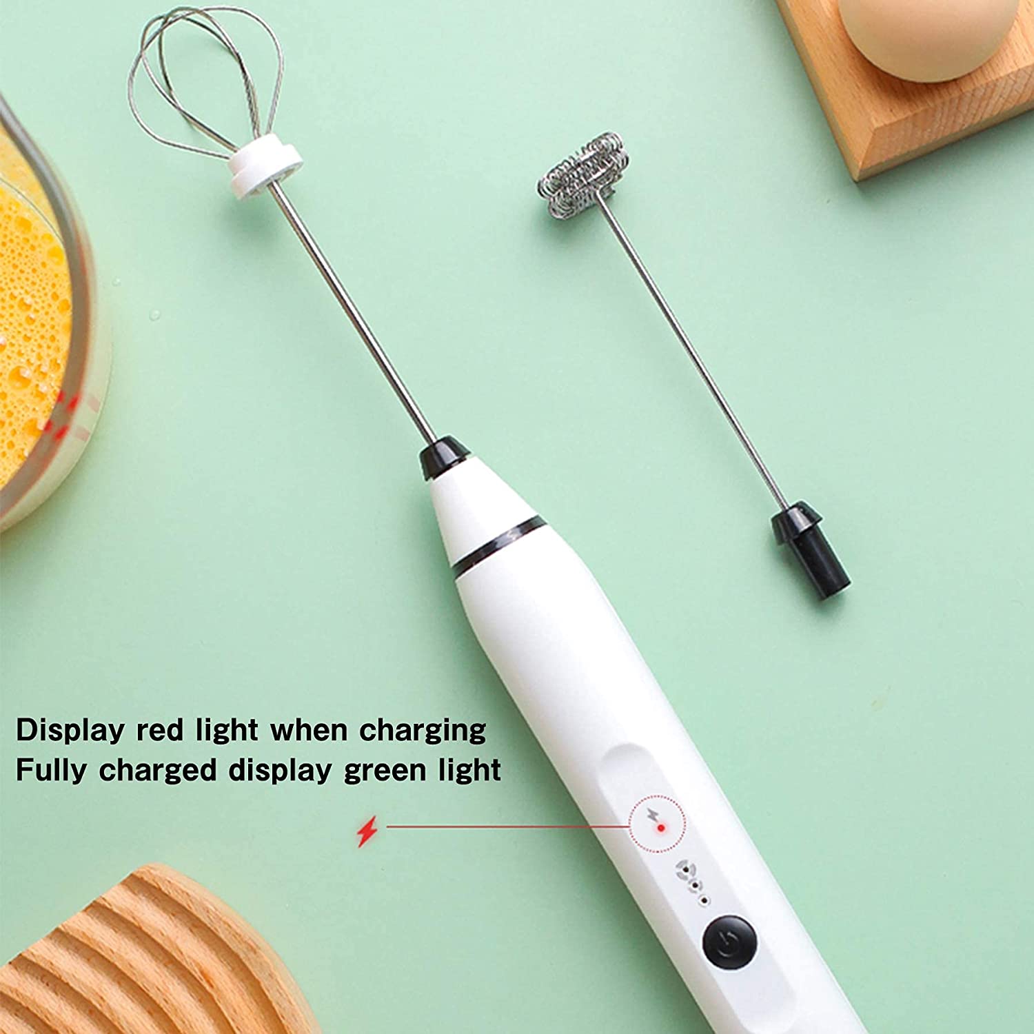 VIKUS Silver Rechargeable Electric Milk Frother Handheld (3 Speeds)