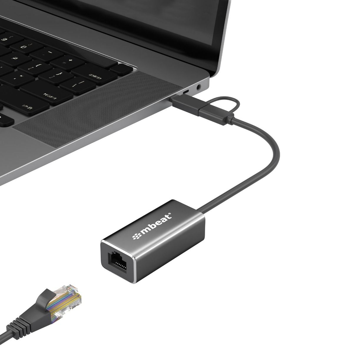 mbeat 2-in-1 USB 3.1 Gigabit LAN Adapter with USB-C Converter