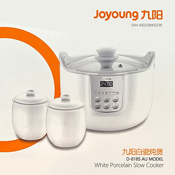 Joyoung White Porclain Slow Cooker 1.8L with 3 Ceramic Inner Containers