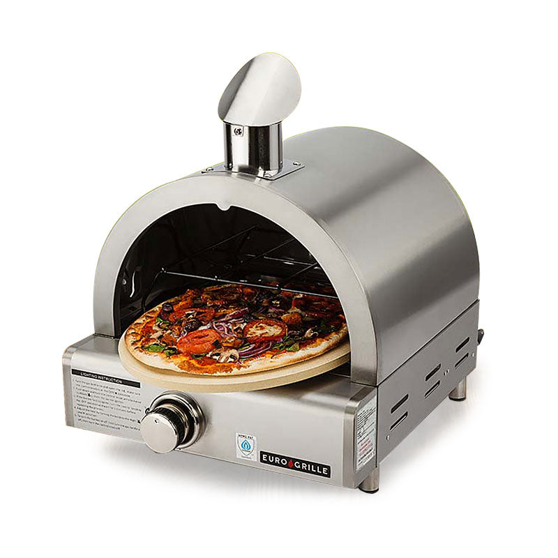 EuroGrille Portable Pizza Oven BBQ Camping LPG Gas Benchtop Stainless Steel