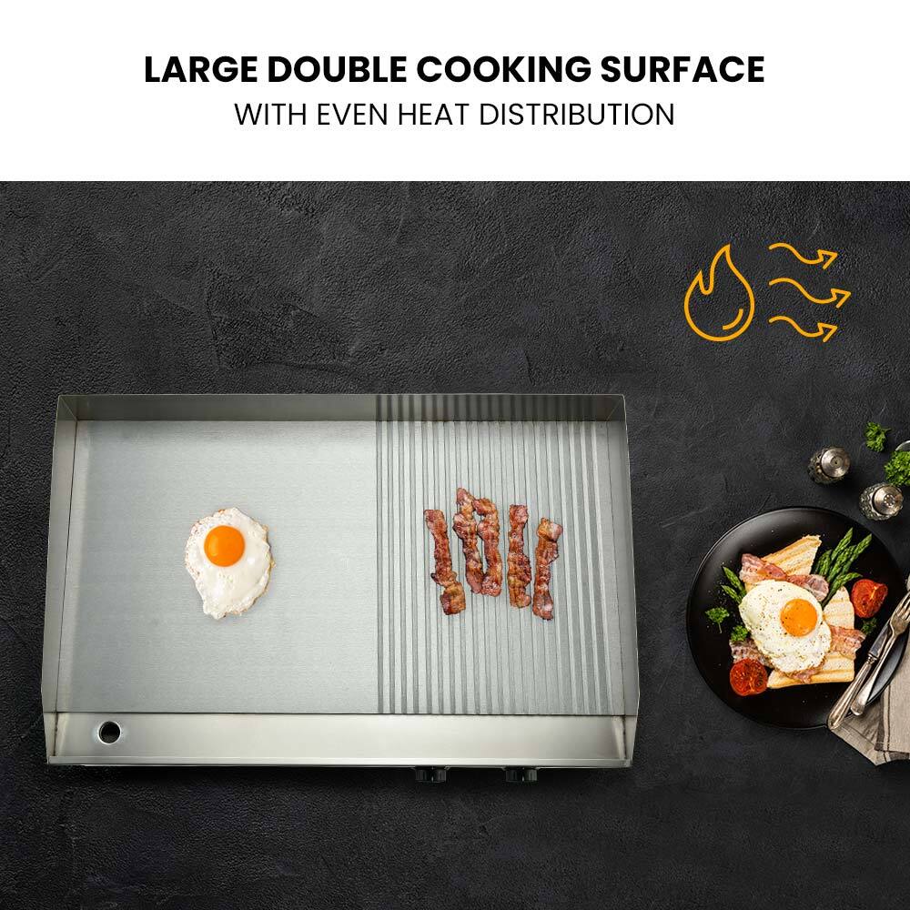 THERMOMATE Electric Griddle Commercial Stainless Steel 4400W BBQ Grill Hot Plate Extra Large