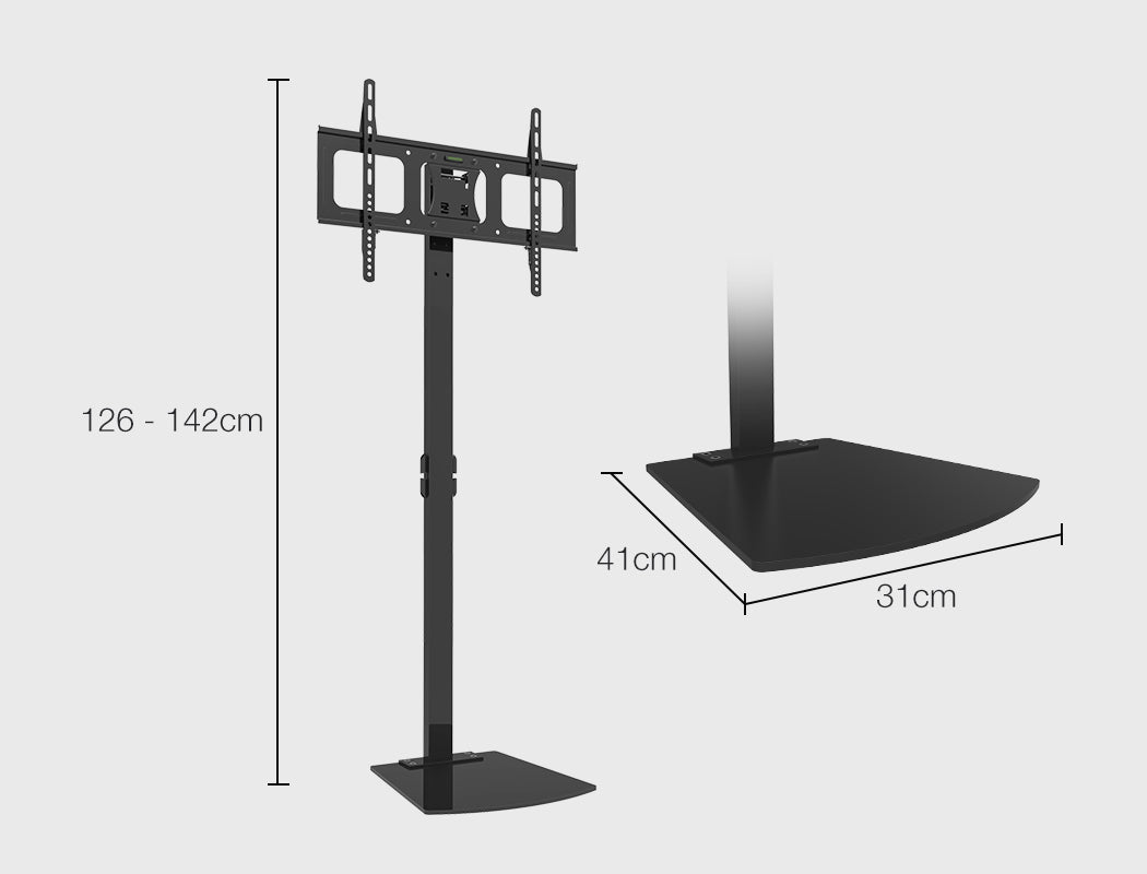 FORTIA TV Stand Mount 32-70 Inch Tall Modern Universal Floor Swivel Rack Black