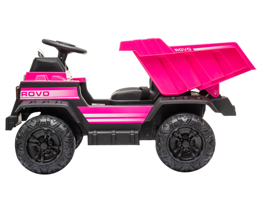 ROVO KIDS Electric Ride On Children's Toy Dump Truck with Bluetooth Music - Pink