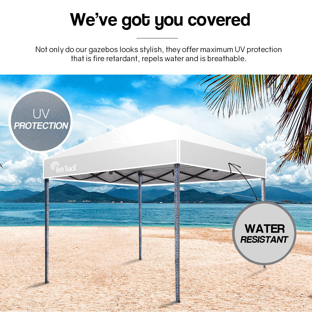 Red Track 3x3m Folding Gazebo Shade Outdoor Pop-Up Grey & White