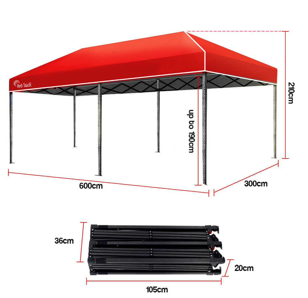 Red Track 3x6m Folding Gazebo Shade Outdoor Red Foldable Marquee Pop-Up