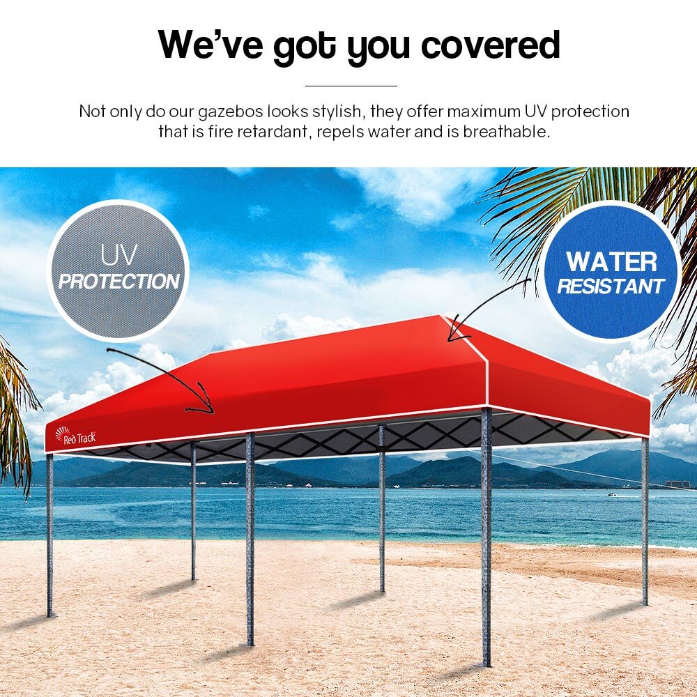 Red Track 3x6m Folding Gazebo Shade Outdoor Red Foldable Marquee Pop-Up