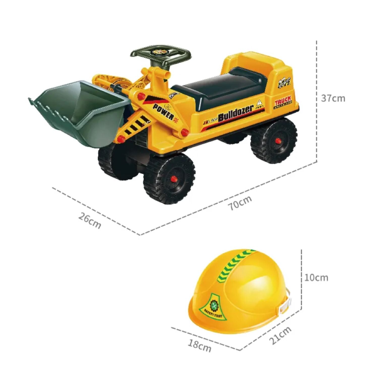 GOMINIMO Kids Ride On Bulldozer Digger Tractor Excavator Toy Car with Helmet