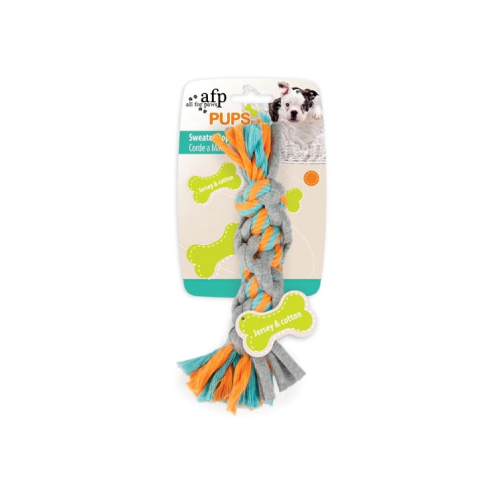 Puppy Chew Rope Toy - Dog Knotted Braided Rag Cotton Jersey Teething Play AFP