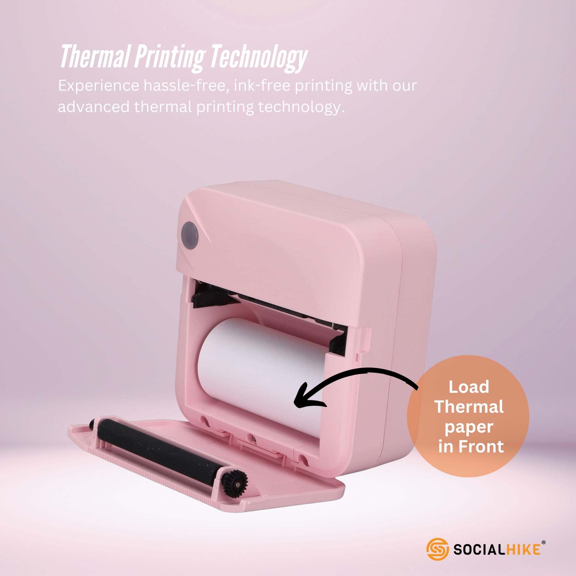 Portable Mini Printer Pink - Inkless Bluetooth Phone Pocket Thermal Printing