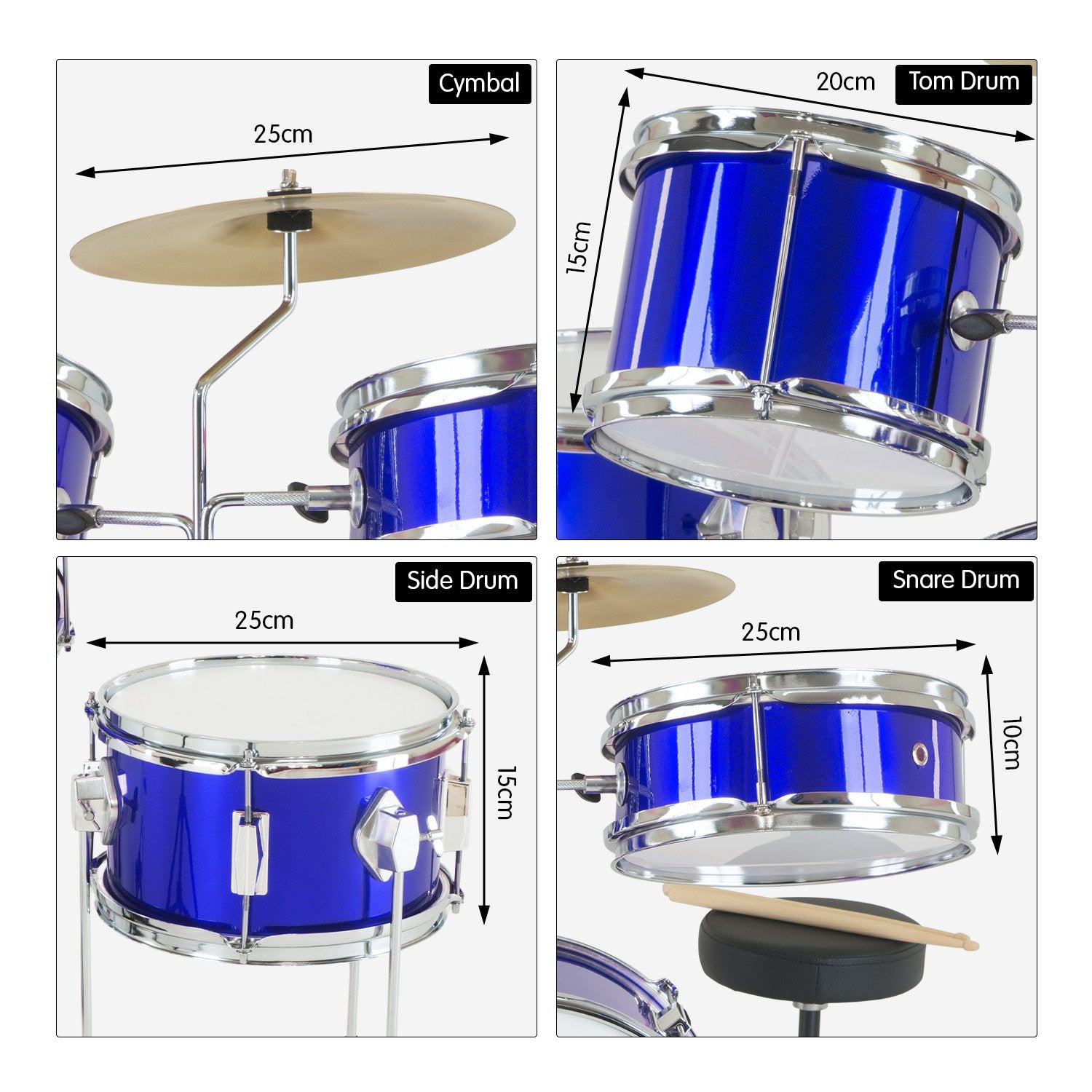 Karrera Children's 4pc Drum Kit - Blue