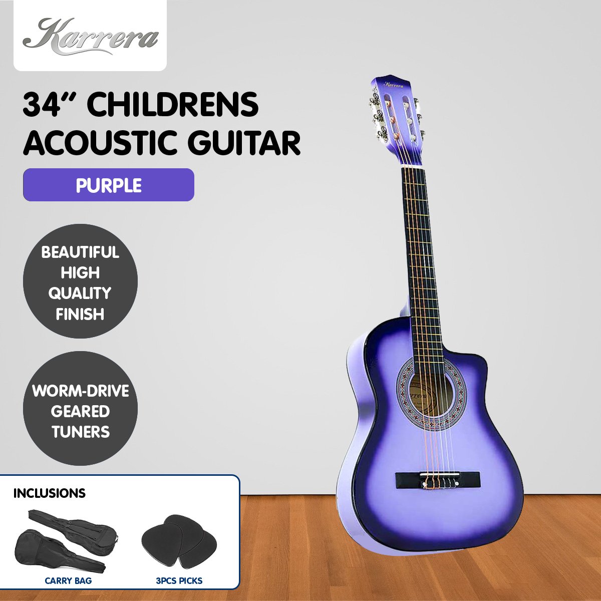 Karrera Childrens Acoustic Guitar Kids - Purple