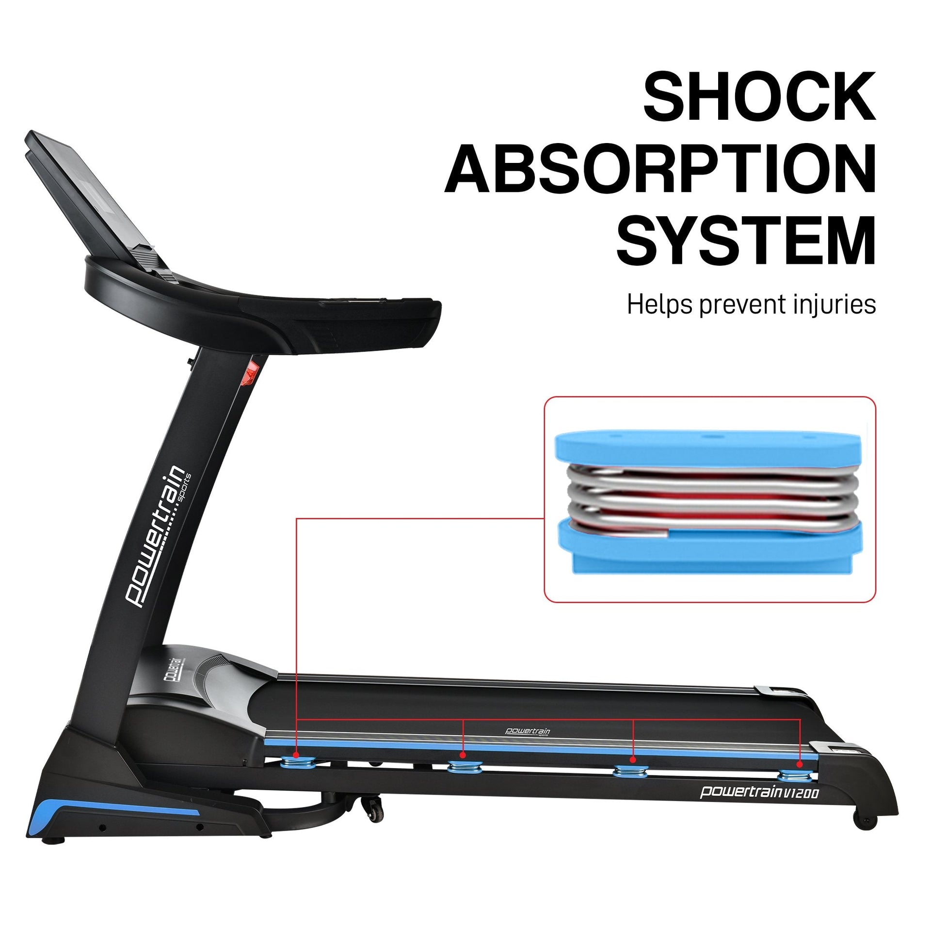 Powertrain V1200 Treadmill with Shock-Absorbing System