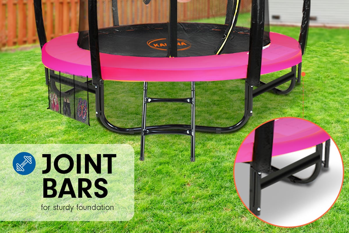 Kahuna 8ft Trampoline Free Ladder Spring Mat Net Safety Pad Cover Round Enclosure Pink