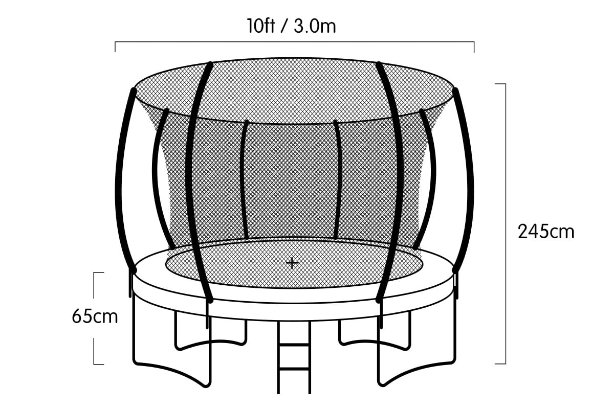 Kahuna 10ft Outdoor Trampoline With Safety Enclosure Pad Ladder Basketball Hoop Set Blue