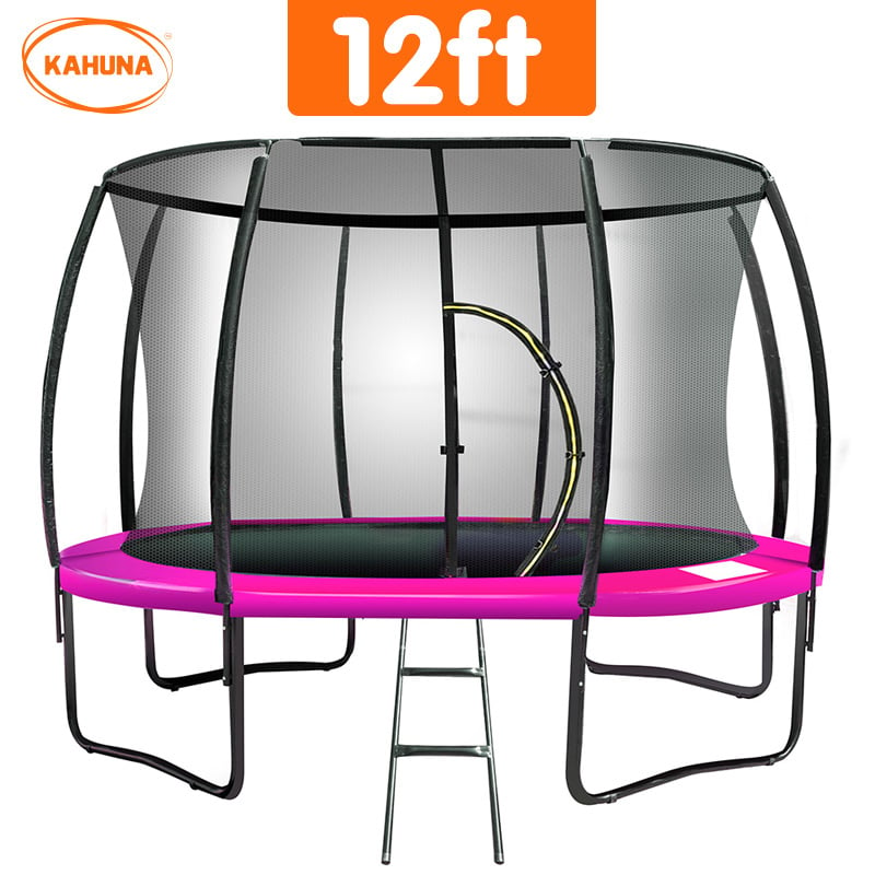 Kahuna 12ft Trampoline Free Ladder Spring Mat Net Safety Pad Cover Round Enclosure - Pink