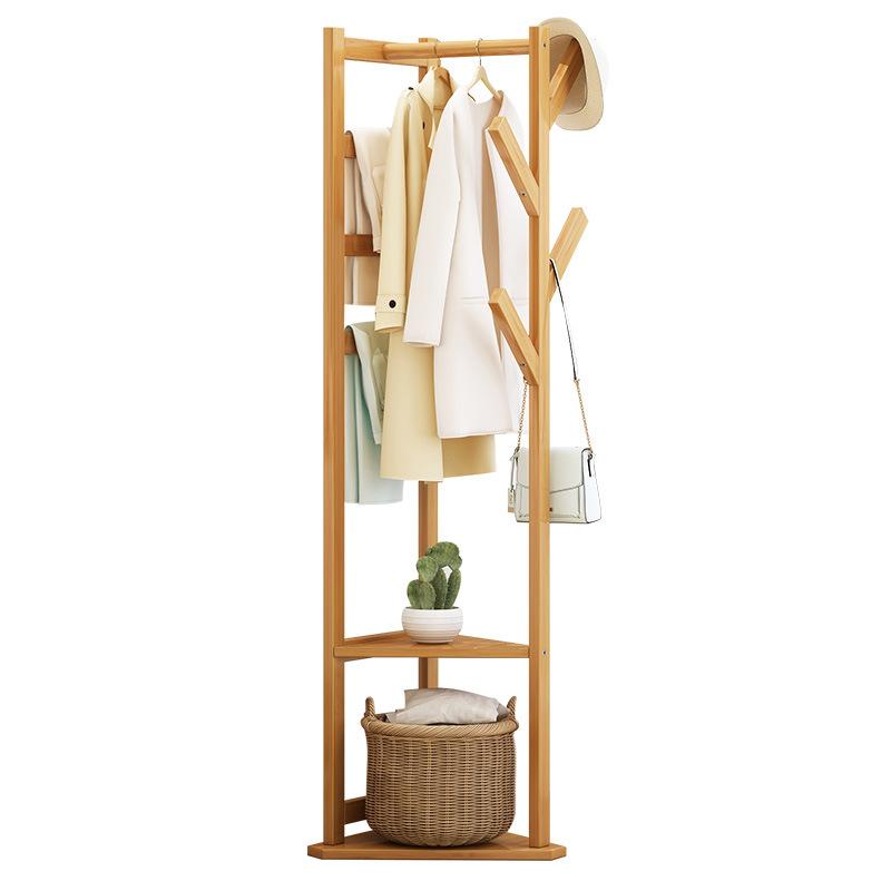 Bamboo Clothes Coat Rack Garment Stand Shelf Tree Hanger Bag Hat Hook Holder Dark Brown