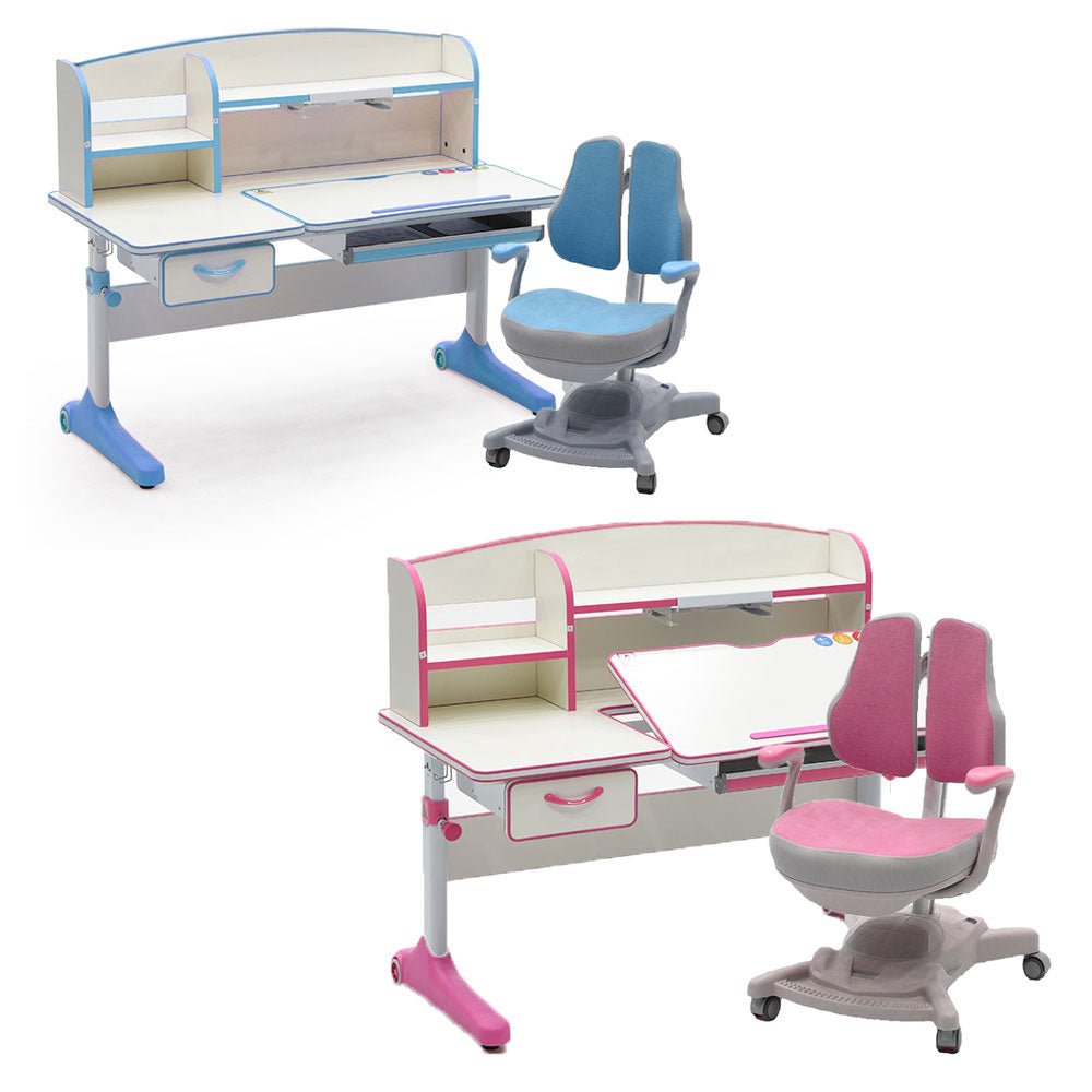 Height Adjustable Children Kids Ergonomic Study Desk Chair Set 120cm Blue AU