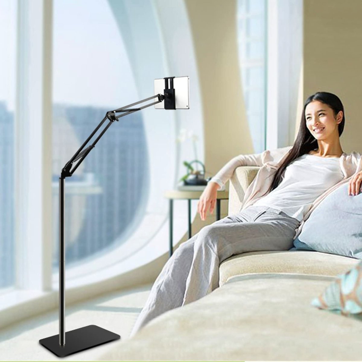 Hands Free Floor Stand Adjustable Bed Clip Holder For Tablet iPad iPhone 170cm Black