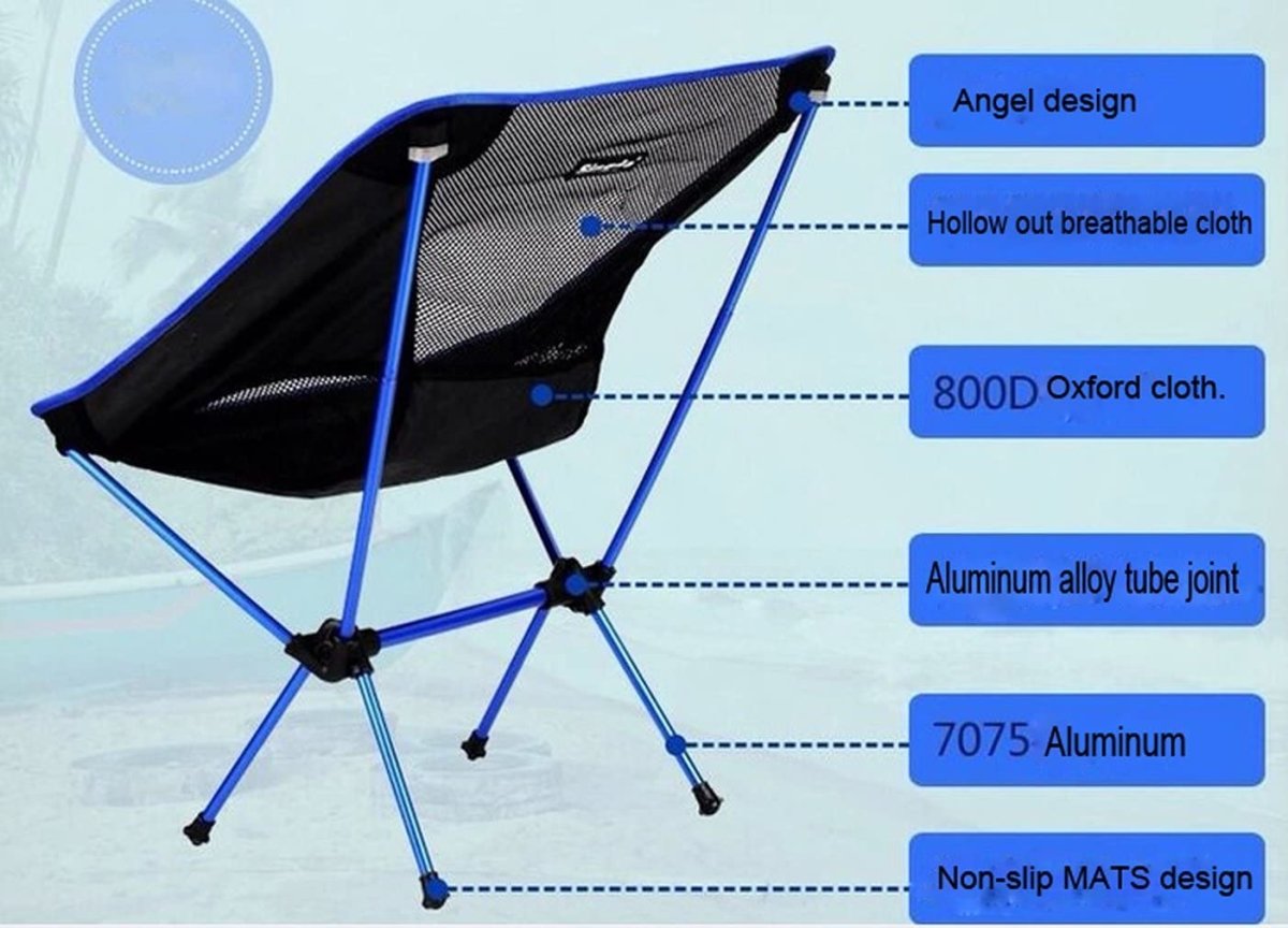 Ultralight Aluminum Alloy Folding Camping Camp Chair Outdoor Hiking Sky