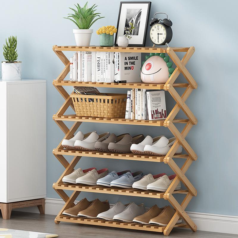 Multi-purpose Bamboo Collapsible Folding Storage Shoe Rack Shelf Organizer 100cm 5 Tier