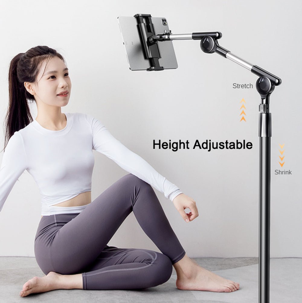 RTAKO 1.6m Retractable Adjustable Lazy Mobile Phone Tablet Floor Stand Rotatable Tablet Holder Bracket