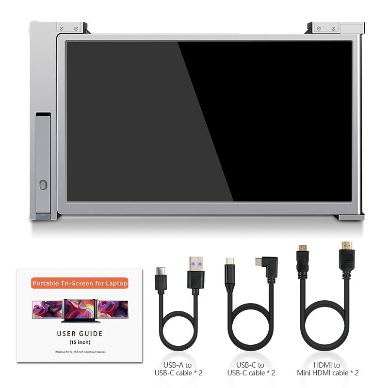 Dual Portable Triple Fold 1080P IPS FHD Monitor Screen Extender For Laptop 13.3