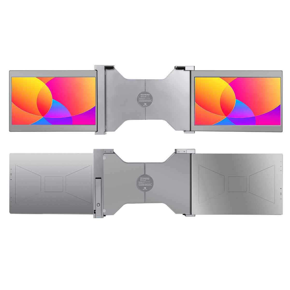 Dual Portable Triple Fold 1080P IPS FHD Monitor Screen Extender For Laptop 15 Grey