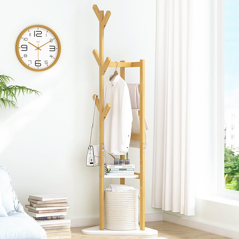 Hall Tree Garment Storage Holder Coat Rack Stand with 3 Shelves for Clothes Bag